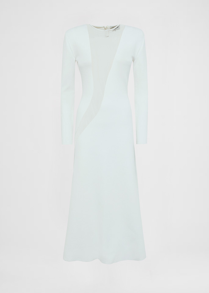 DEL CORE: ABITO A MANICHE LUNGHE IN NEOPRENE CON INSERTO A ONDA IN MESH