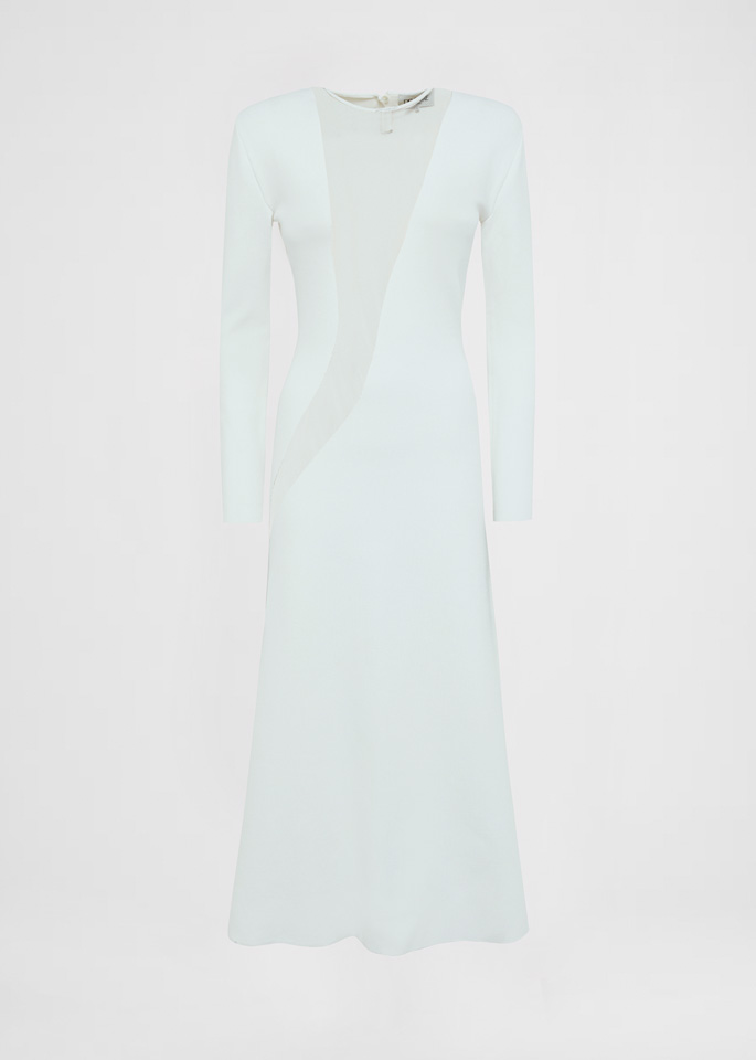 DEL CORE: ABITO A MANICHE LUNGHE IN NEOPRENE CON INSERTO A ONDA IN MESH