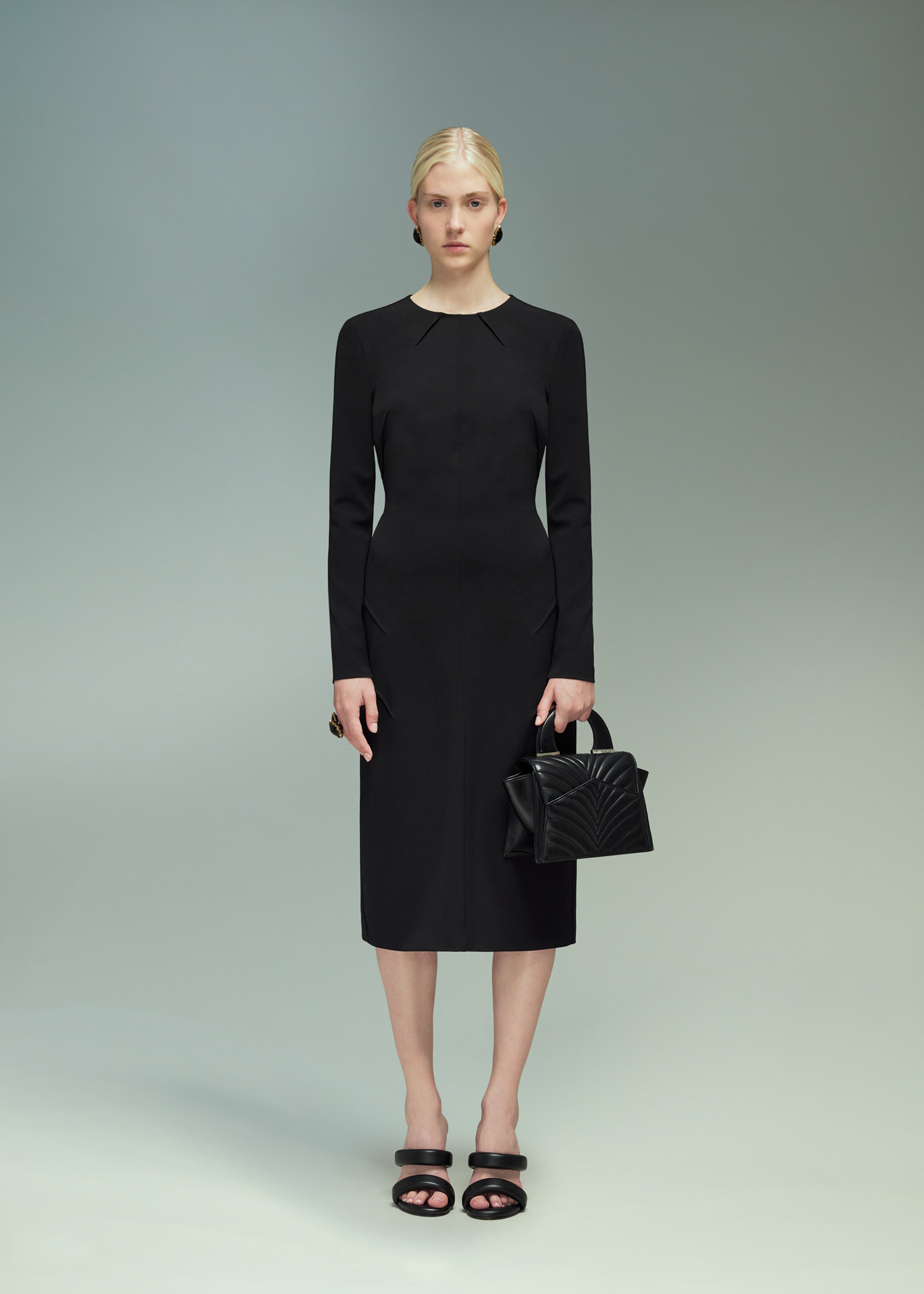 DEL CORE: LONG-SLEEVED PENCIL DRESS WITH 3D DART DETAIL