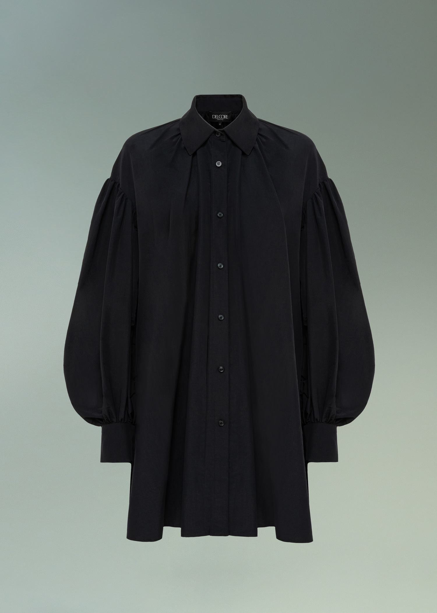 DEL CORE: BALLOON SLEEVE SHIRT DRESS WITH DRAWSTRING WAIST