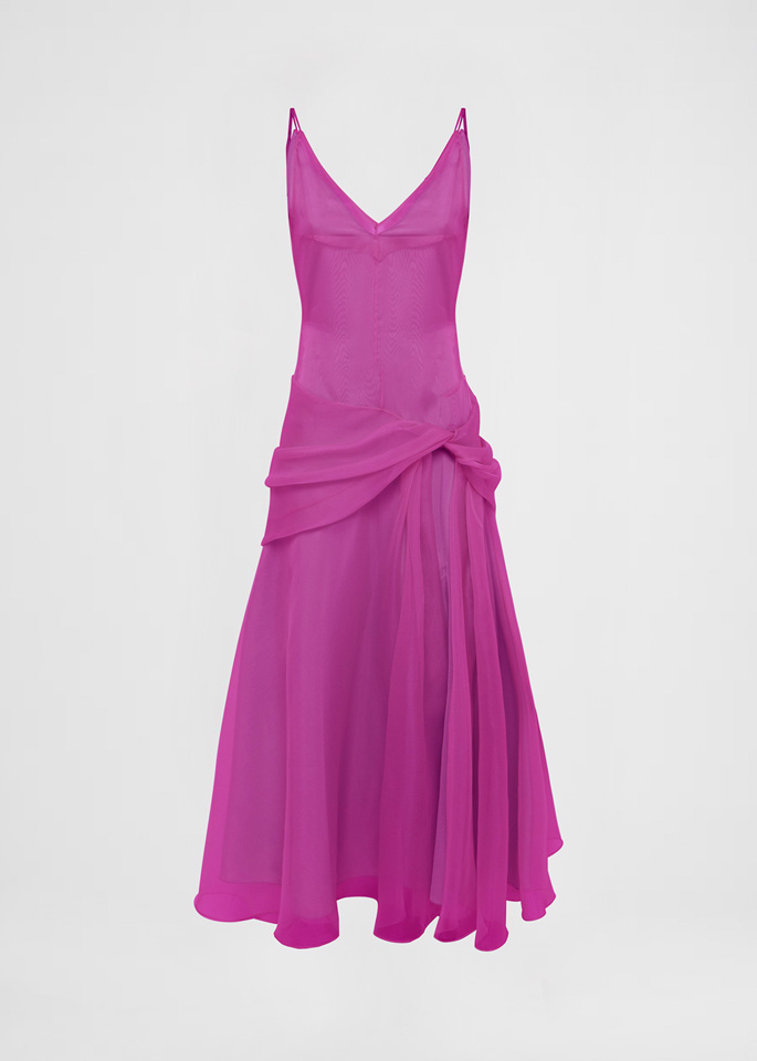DEL CORE: DOUBLE LAYER DRESS WITH KNOT DRAPE DETAILS