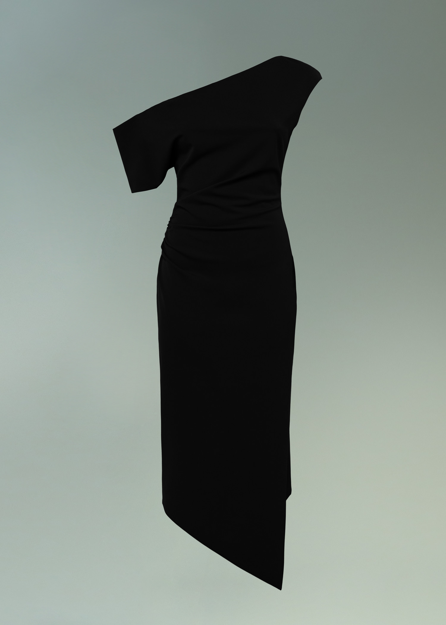 DEL CORE: COLD SHOULDER DRAPED GOWN