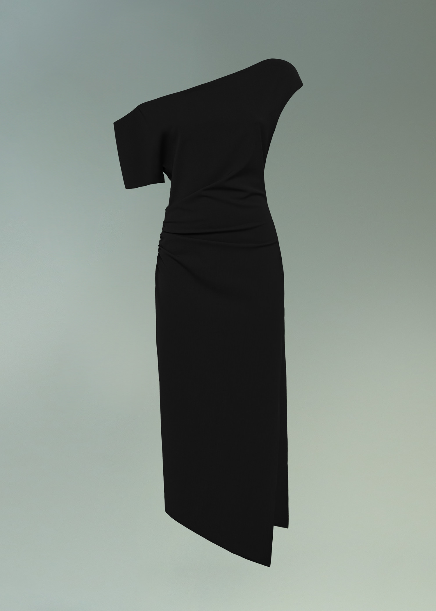 DEL CORE: COLD SHOULDER DRAPED GOWN