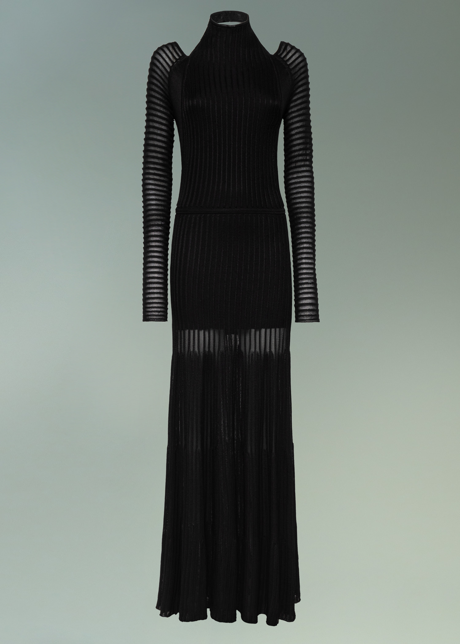DEL CORE: LONG DRESS WITH TRANSPARENT SOLEIL EFFECT