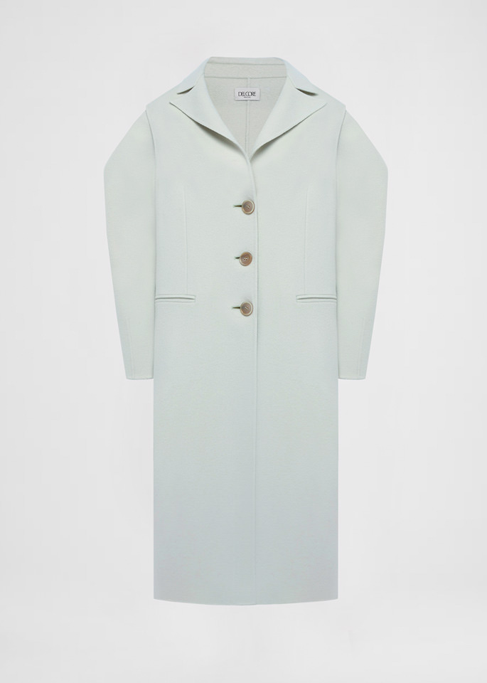 DEL CORE: CAPPOTTO IN LANA DOUBLE FACE CON MANICHE SCOLPITE STACCABILI