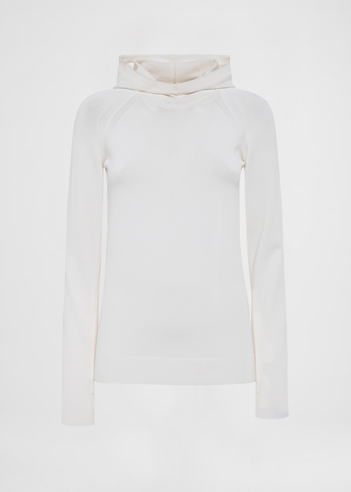 DEL CORE: LONG SLEEVE HOODY KNIT IN COOL VISCOSE RASATO
