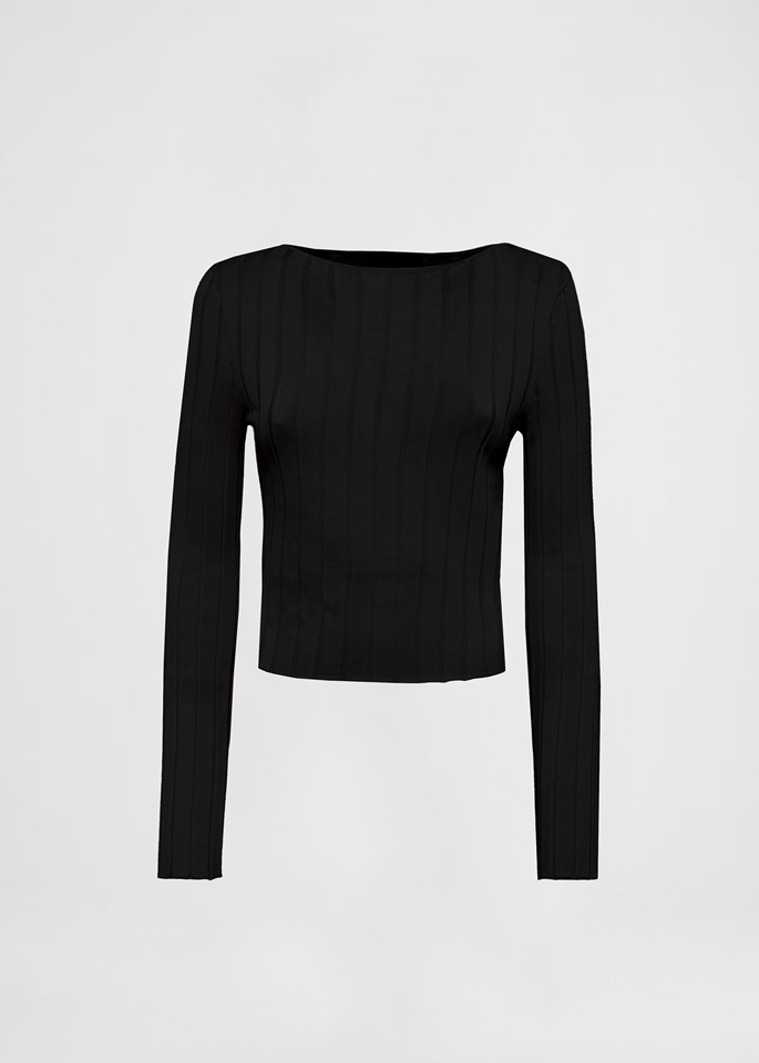 DEL CORE: BOAT NECK RIBBED VISCOSE SWEATER