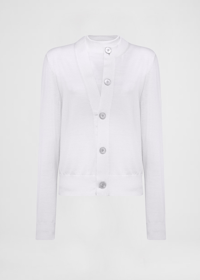 DEL CORE: MAGLIA CON SCOLLO ASIMETTRICO ED EFFETTO TROMP L'OEIL