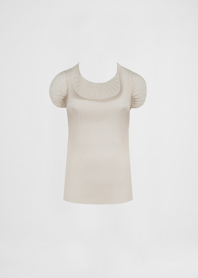 DEL CORE: MAGLIA SENZA MANICHE CON DETTAGLIO BALZE CON STECCA SOTTILE SUL DAVANTI