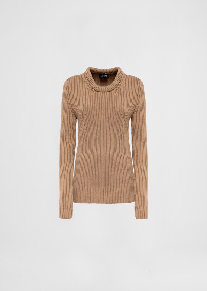 DEL CORE: MAGLIONE ADERENTE CON GIROCOLLO TUBOLARE IN LANA CASHMERE