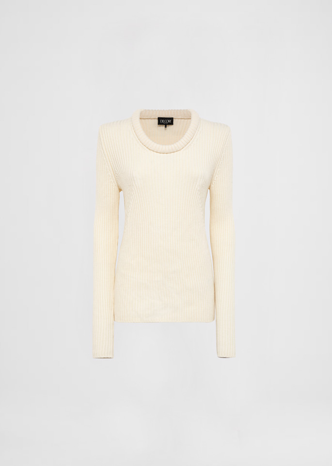 DEL CORE: MAGLIONE ADERENTE CON GIROCOLLO TUBOLARE IN LANA CASHMERE