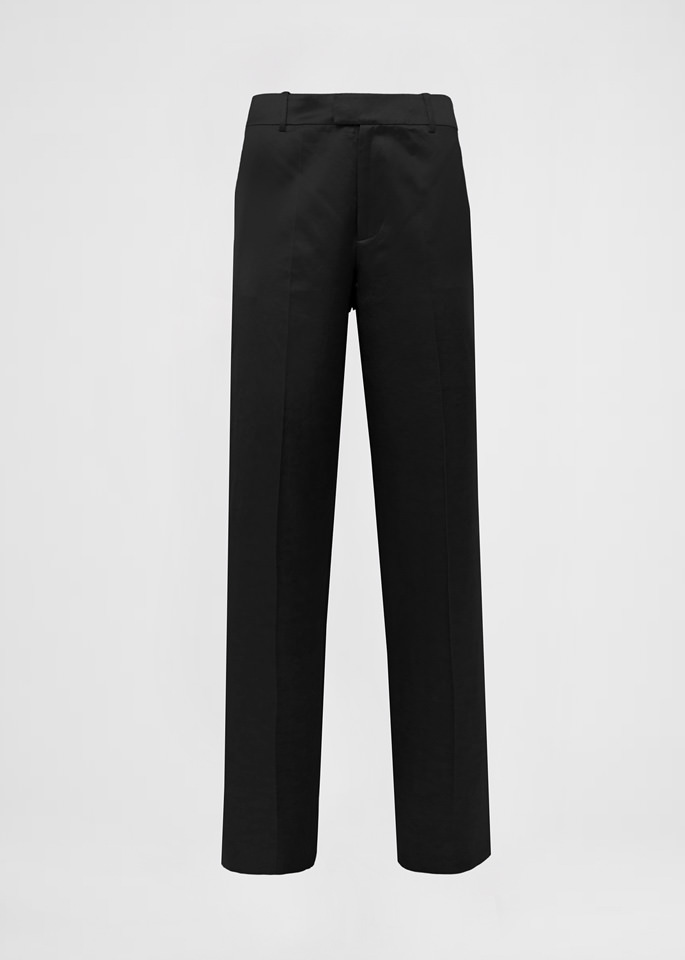 DEL CORE: PANTALONE A VITA BASSA IN SATIN VISCOSE CON GAMBA DRITTA