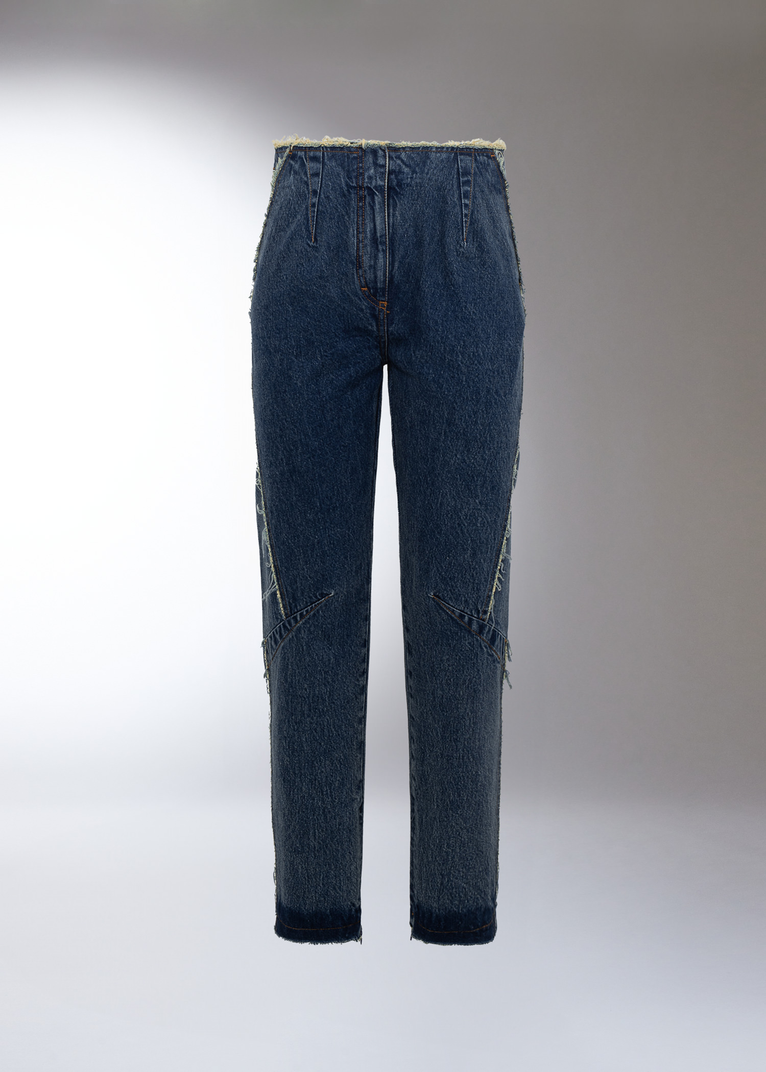 DEL CORE: TAPERED PIECED DENIM TROUSERS