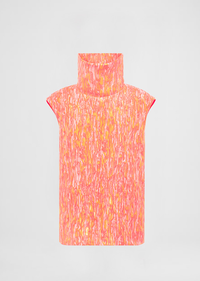 DEL CORE: TOP IN JACQUARD DI SETA CON COLLO ALTO