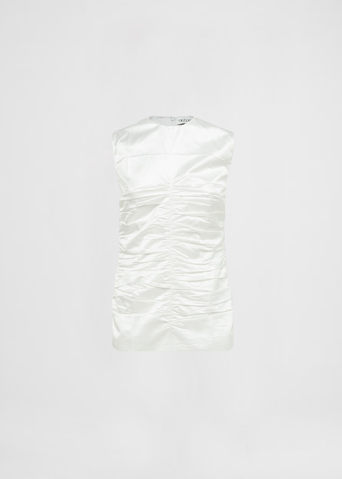 DEL CORE: TOP SMANICATO IN SATIN DI VISCOSA CON EFFETTO DRAPPEGGIATO