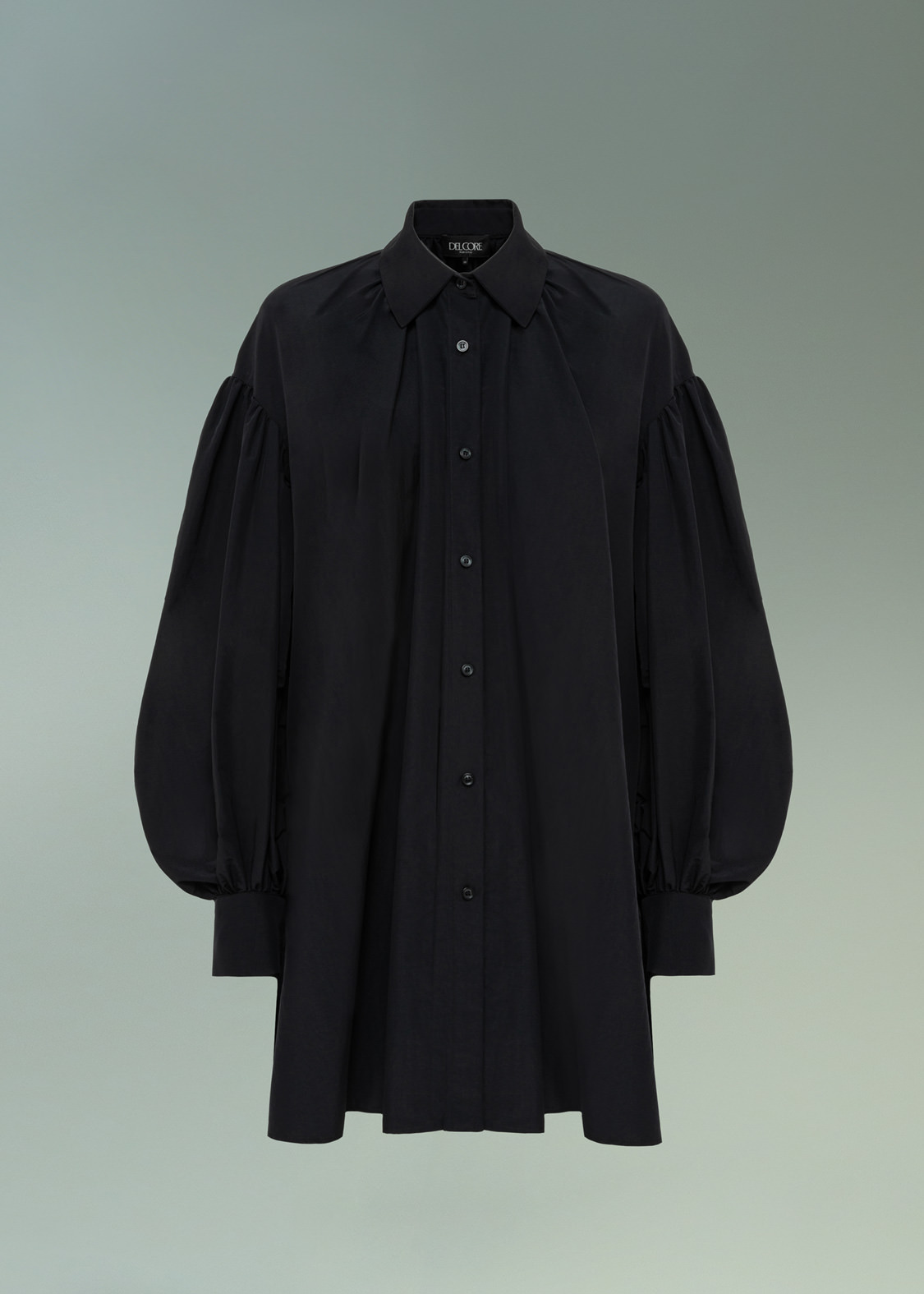 DEL CORE BALLOON SLEEVE SHIRT DRESS WITH DRAWSTRING WAIST
