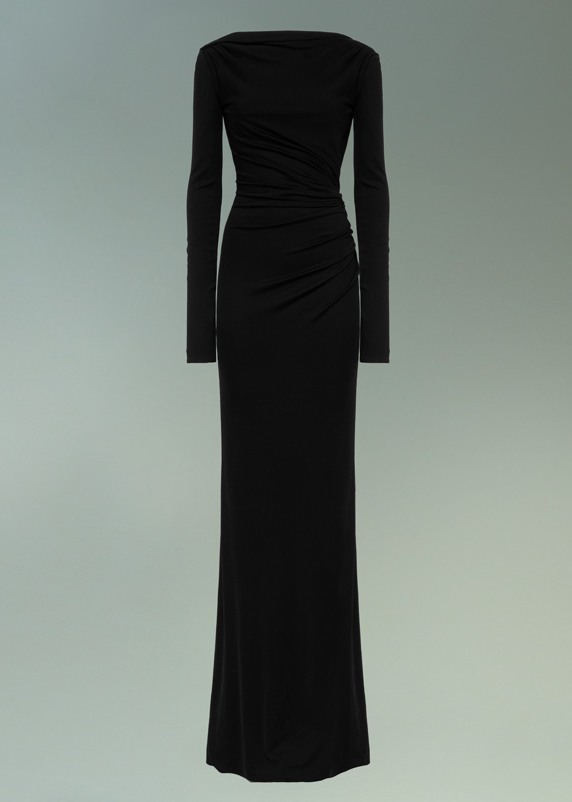 DEL CORE DRAPED GOWN WITH OPEN BACK AND BOTTOM VENT