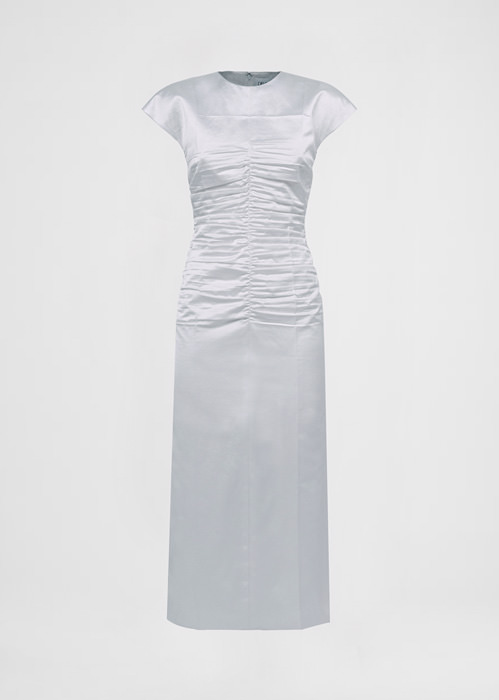 DEL CORE SHEATH MIDI DRESS IN VISCOSE SATIN WITH PRESSEDDRAPING EFFECT