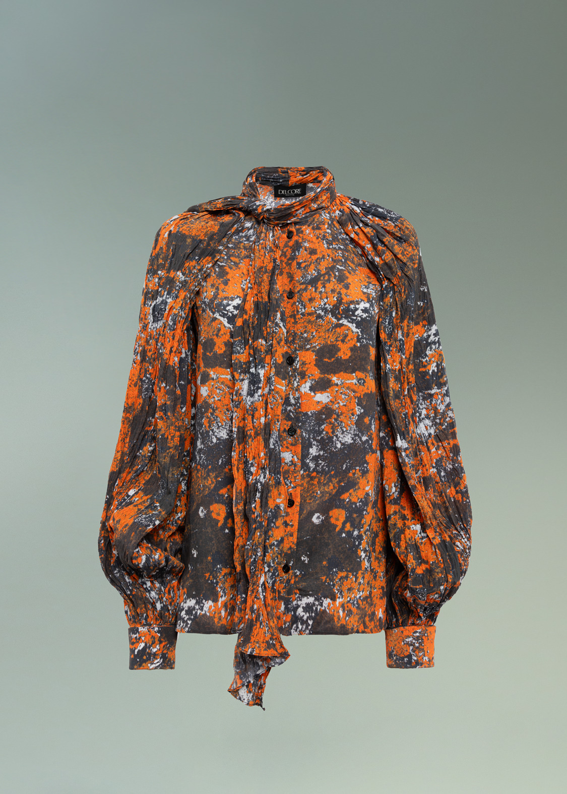 DEL CORE BLOUSE WITH PLEATED SCARF AND SLEEVES