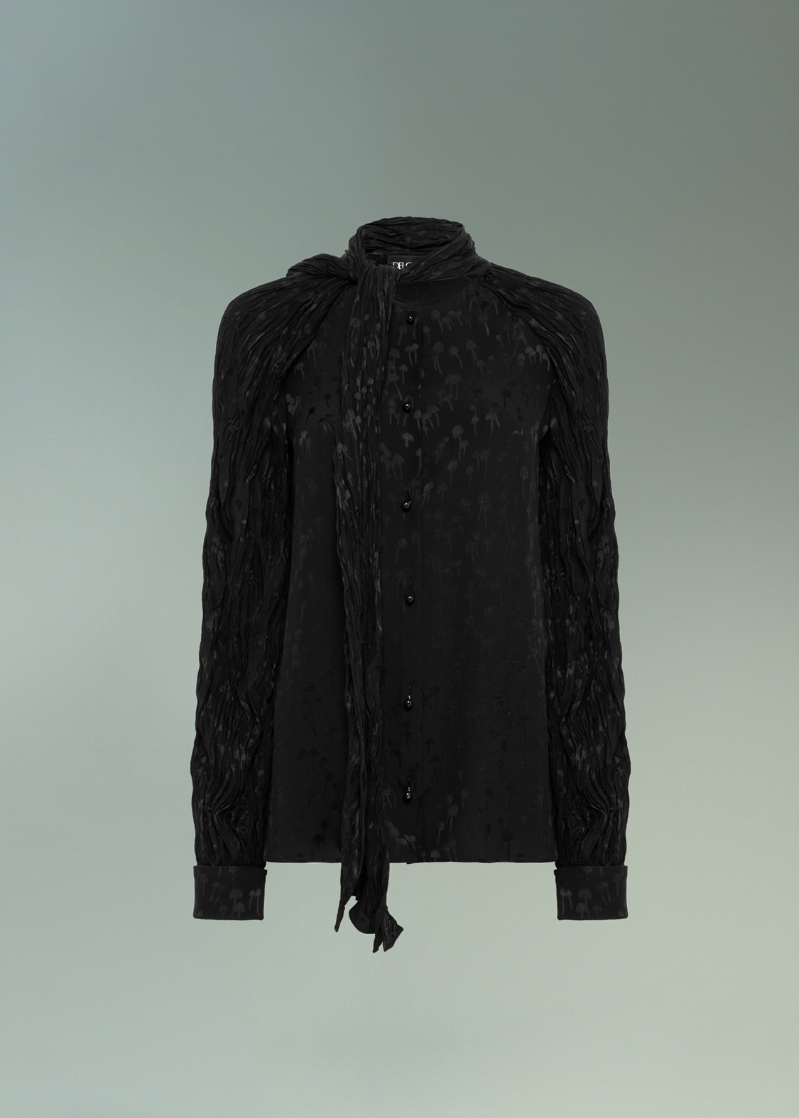 DEL CORE BLOUSE WITH PLEATED SCARF AND SLEEVES