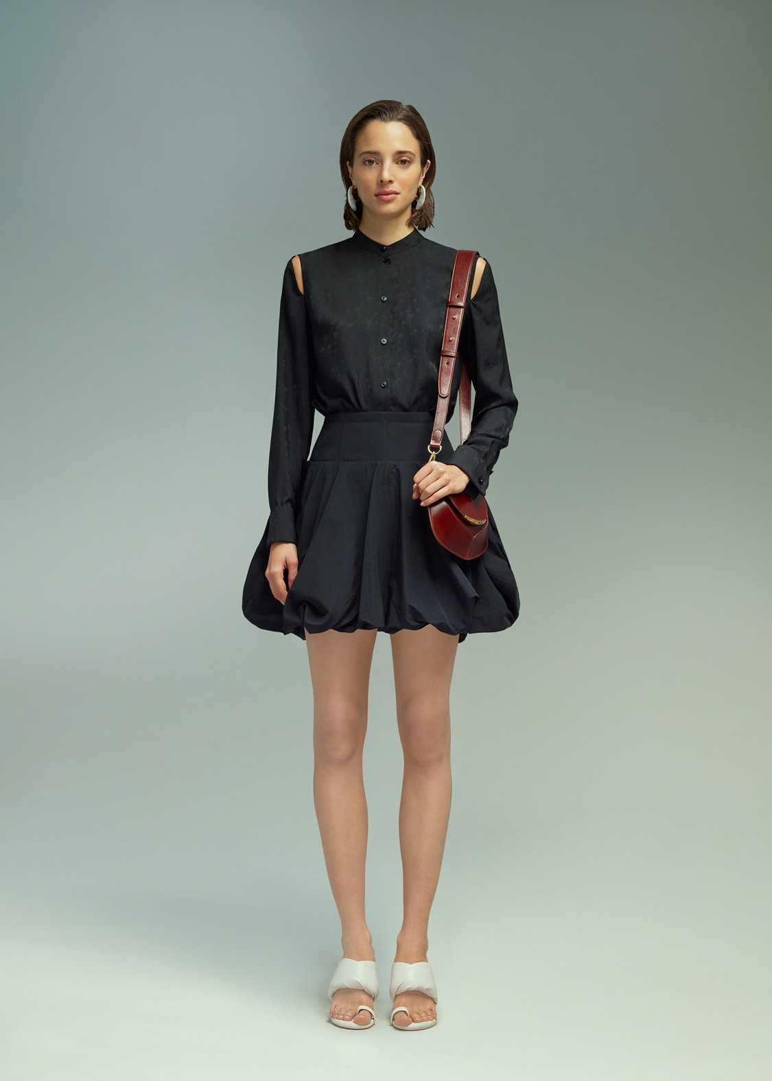 DEL CORE SHIRT WITH WRAP DETAIL AND STAND COLLAR