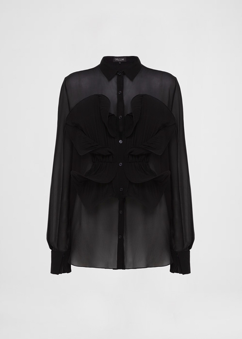 DEL CORE CAMICIA CON DETTAGLIO ORCHIDEA PLISSETTATA