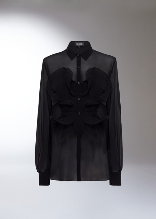 DEL CORE: PLEATED ORCHID DRAPED SHIRT