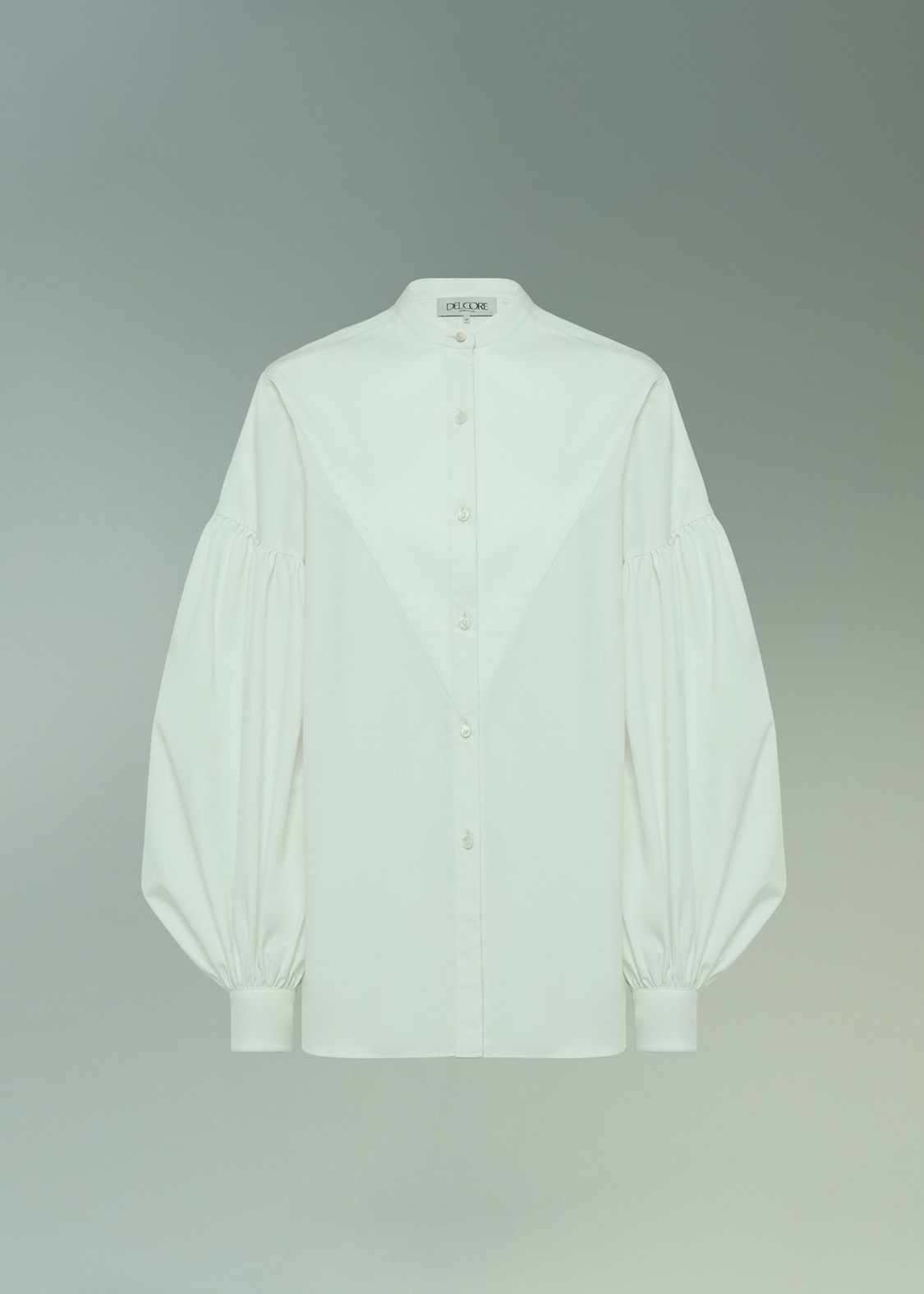 DEL CORE BALLOON SLEEVE SHIRT WITH TRIANGULAR PLASTRON IN PIQUE