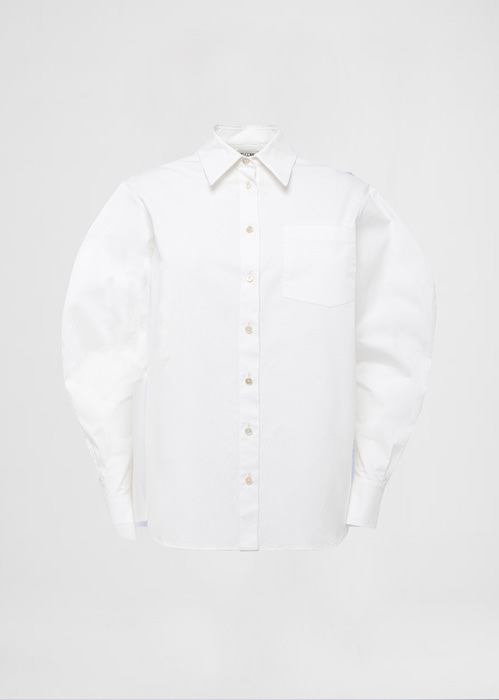DEL CORE: CAMICIA IN POPELIN STRETCH A VESTIBILITA' DRITTA CON MANICA SCOLPITA