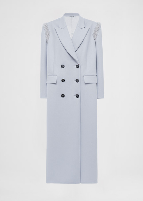 DEL CORE CAPPOTTO OVERSIZE IN MISTO LANA CON RICAMO CRISTALLI SUL GIROMANICA