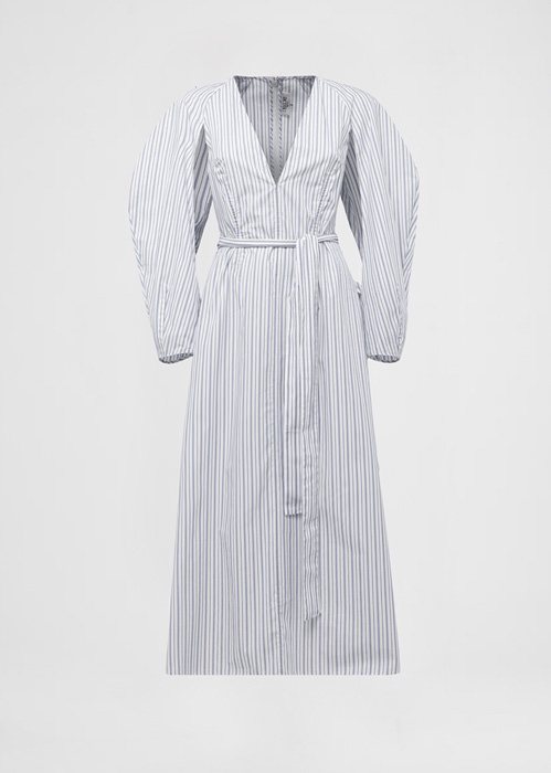 DEL CORE CAPE CHEMISIER DRESS IN COTTON WITH OPEN SLEEVESDETAILS AND BELT