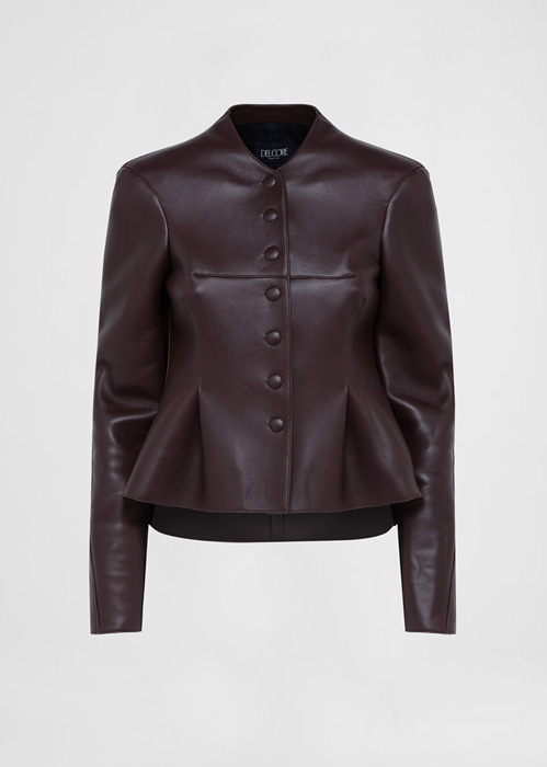 DEL CORE: SCULPTED LEATHER JACKET WITH DARTS DETAILS AND VOLUME ON THEBACK