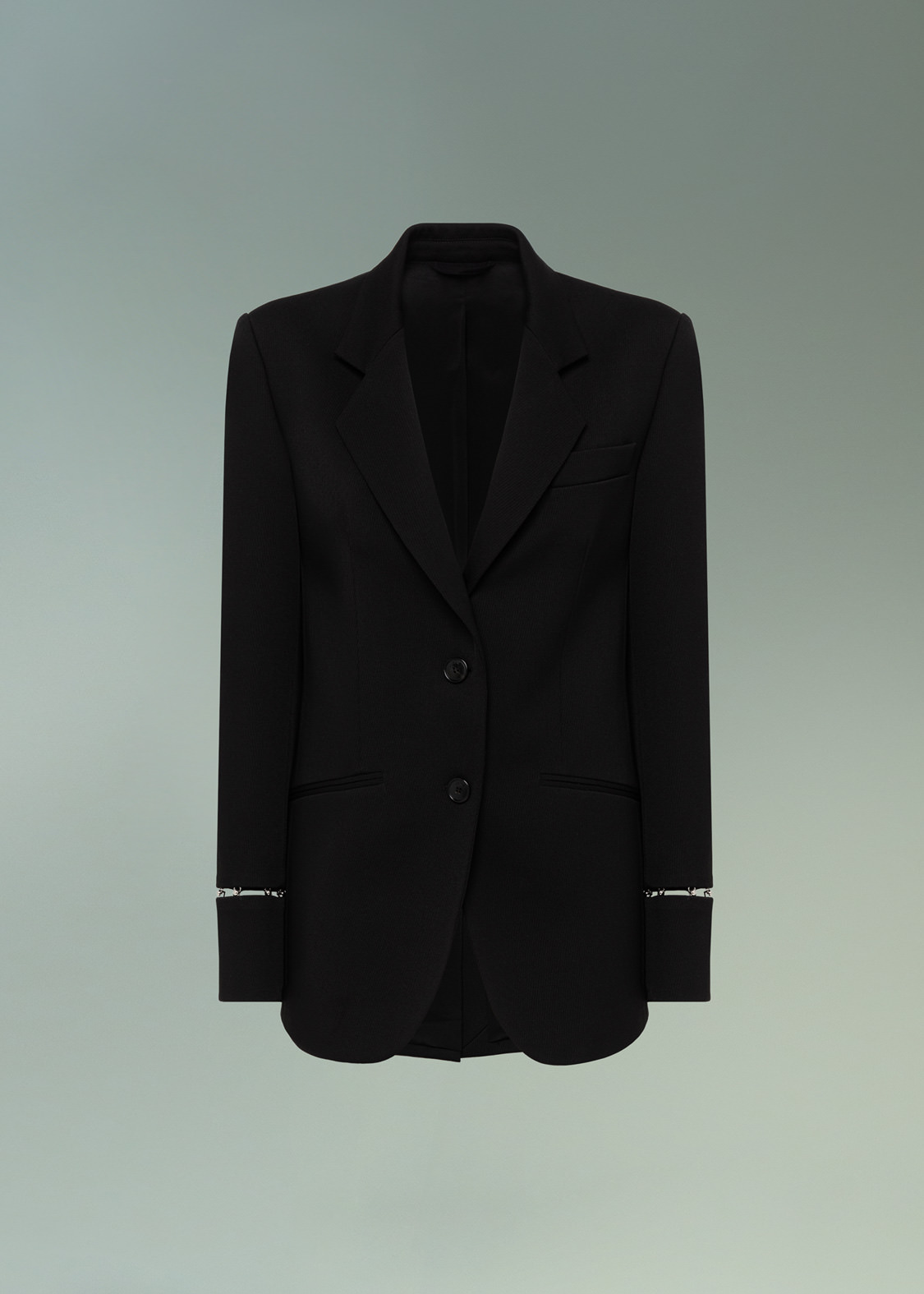 DEL CORE: SINGLE BREASTED  TAILORED JACKET WITH MUSHROOM HOOK DETAIL ON SLEEVES