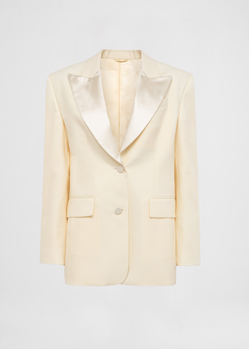 DEL CORE GIACCA TUXEDO MONOPETTO IN LANA CON REVER A LANCIA IN SATIN A CONTRASTO