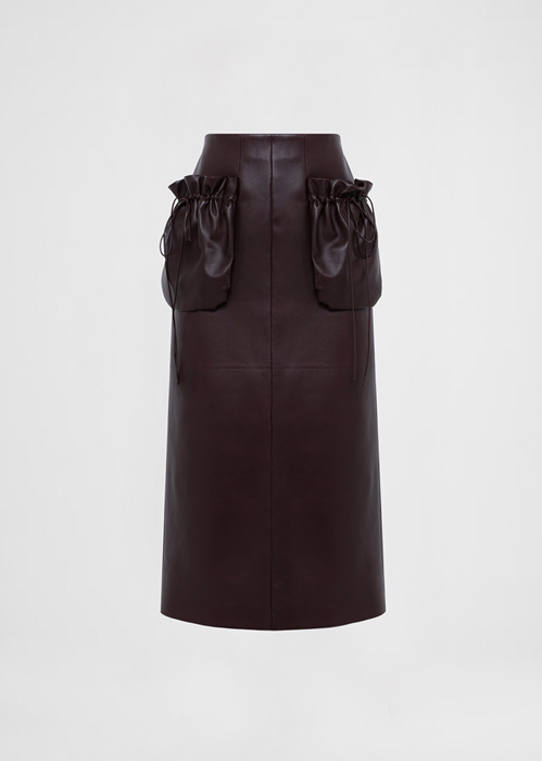 DEL CORE: GONNA A TUBINO IN PELLE CON DETTAGLIO TASCHE CON COULISSE