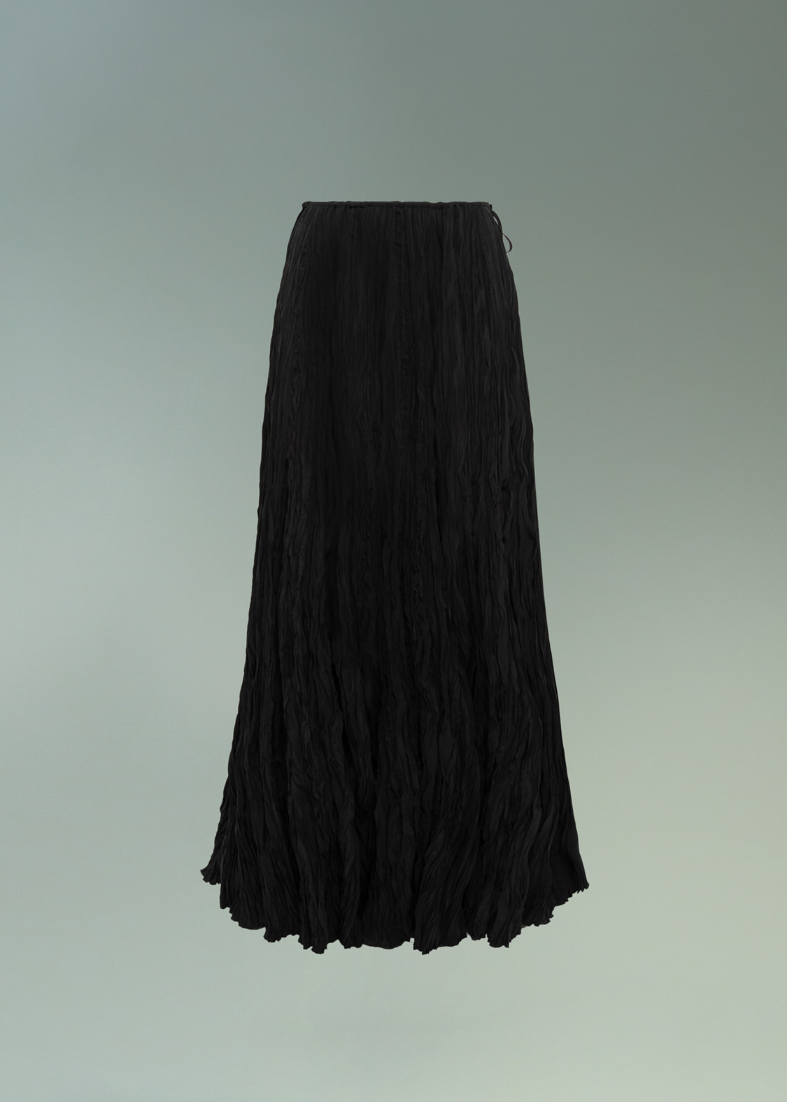 DEL CORE: TREEBARK PLEATED EVENING SKIRT WITH DRAWSTRING WAIST