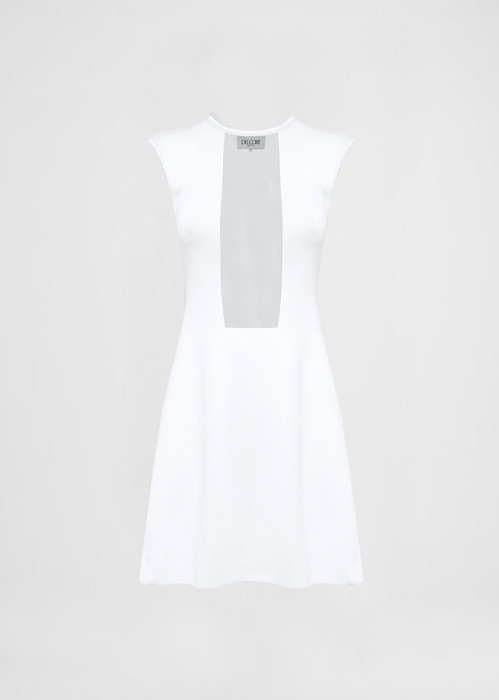 DEL CORE SLEEVELESS CREW NECK TRANSPARET WINDOW SHIFT DRESSIN COMPACT VISOSE