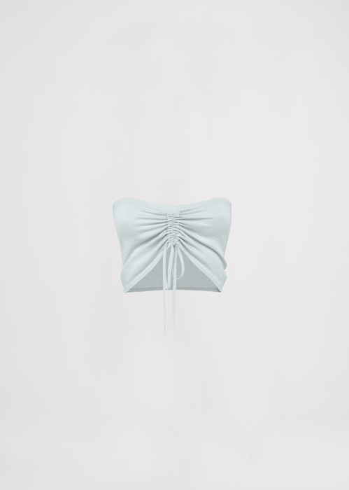 DEL CORE BOOBTUBE TOP WITH RUSHING ADJUSTABLE PULL DETAIL AT CENTER FRONT BODY