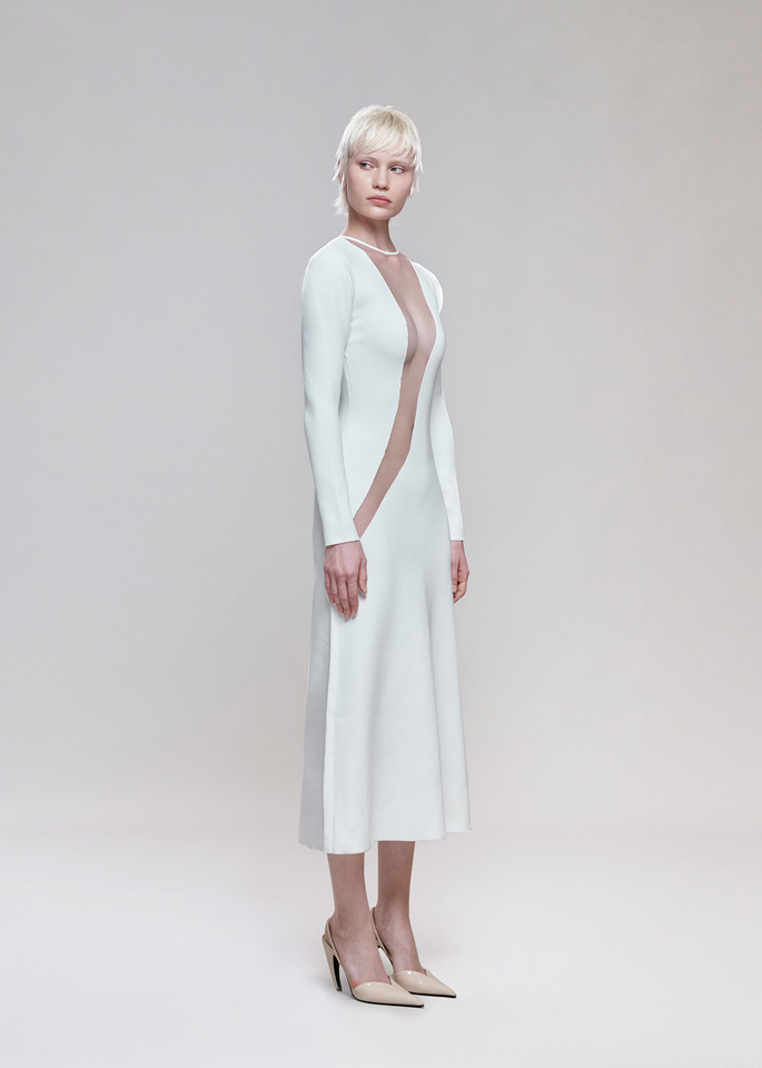 DEL CORE: ABITO A MANICHE LUNGHE IN NEOPRENE CON INSERTO A ONDA IN MESH