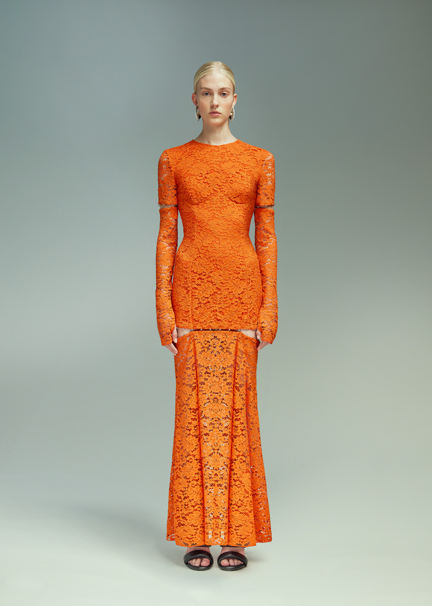 DEL CORE: DECONSTRUCTED SIREN SKIRT DRESS WITH DECORATIVE SEAMS AND MUSHROOM HOOKS