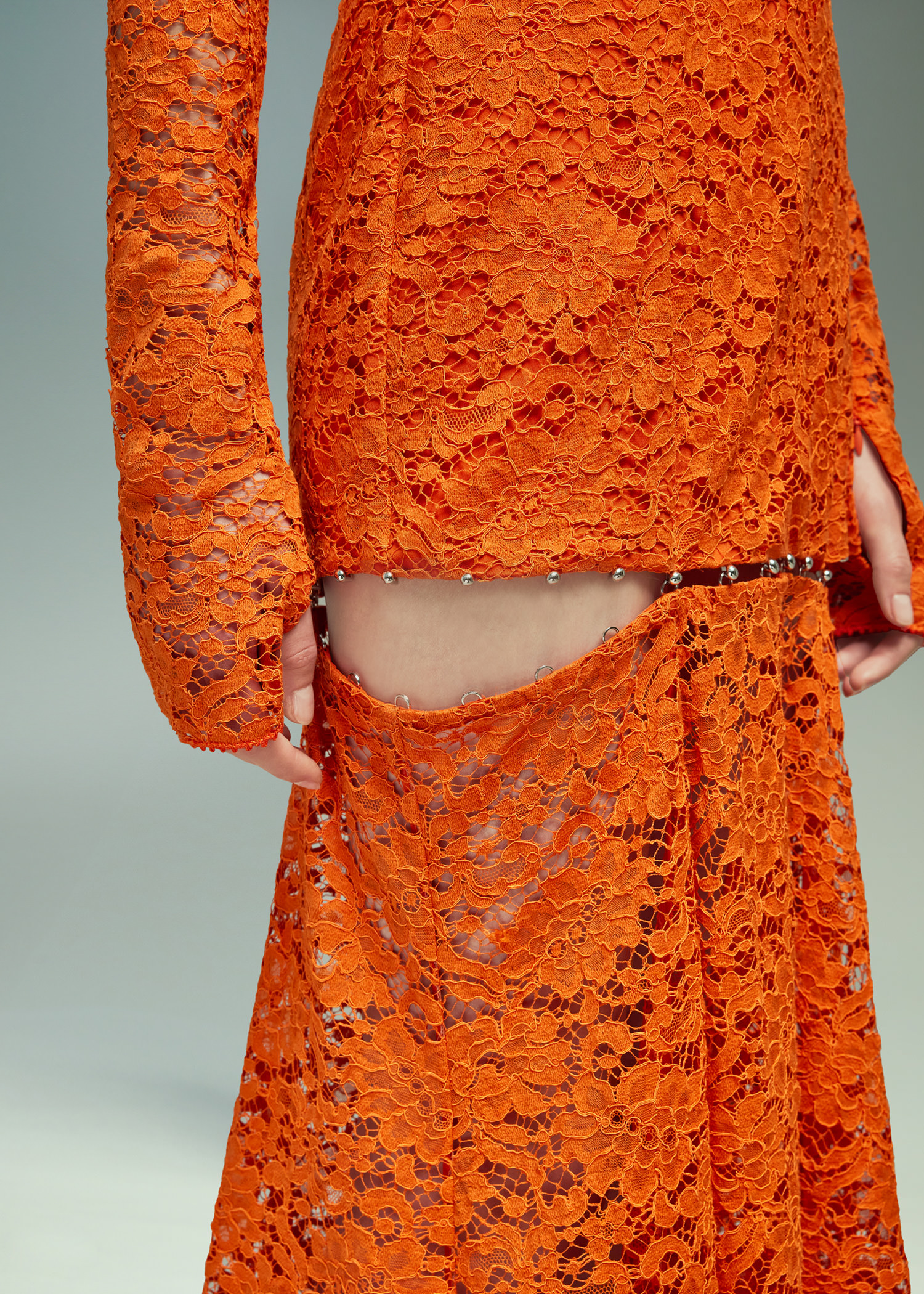 DEL CORE: DECONSTRUCTED SIREN SKIRT DRESS WITH DECORATIVE SEAMS AND MUSHROOM HOOKS