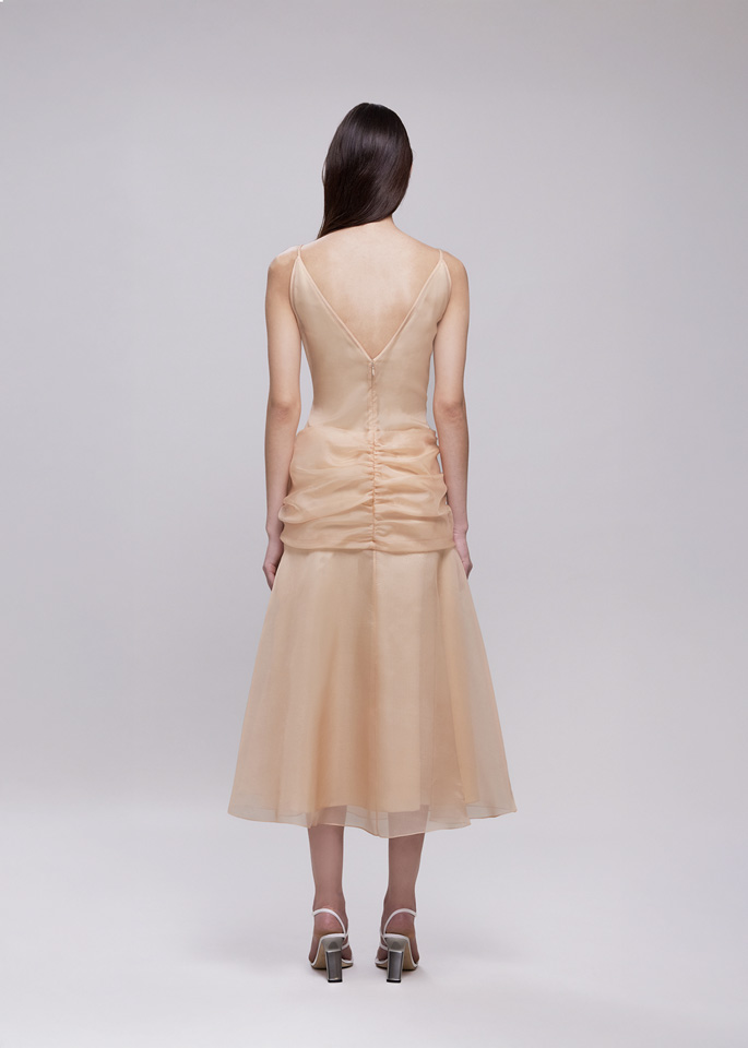 DEL CORE: DOUBLE LAYER DRESS WITH KNOT DRAPE DETAILS