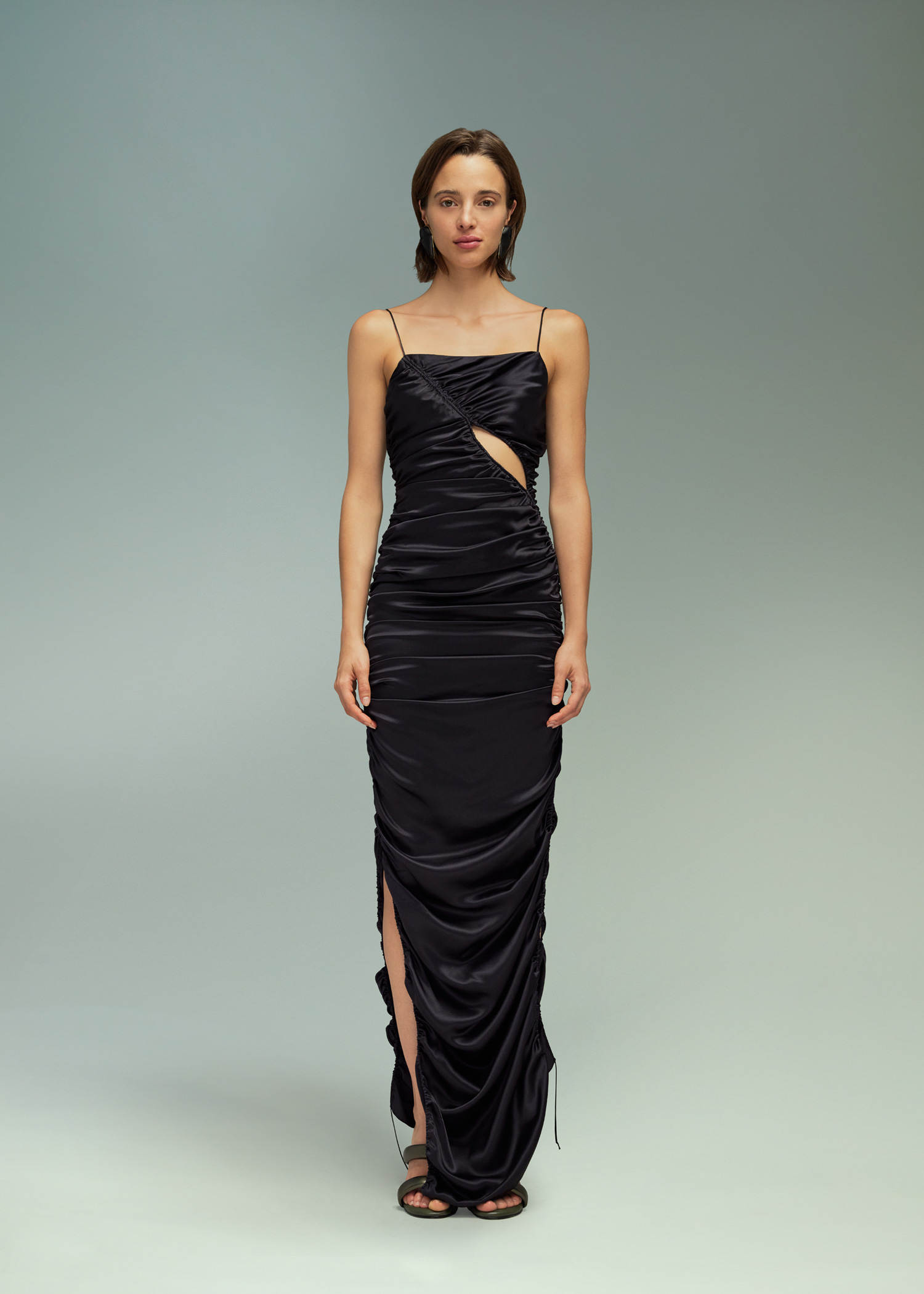 DEL CORE: DRAPED DRESS WITH DRAWSTRING DETAIL