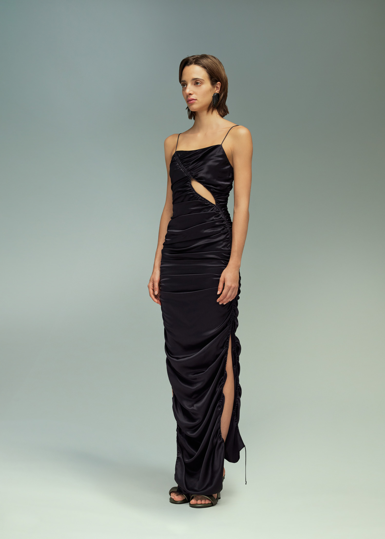 DEL CORE: DRAPED DRESS WITH DRAWSTRING DETAIL