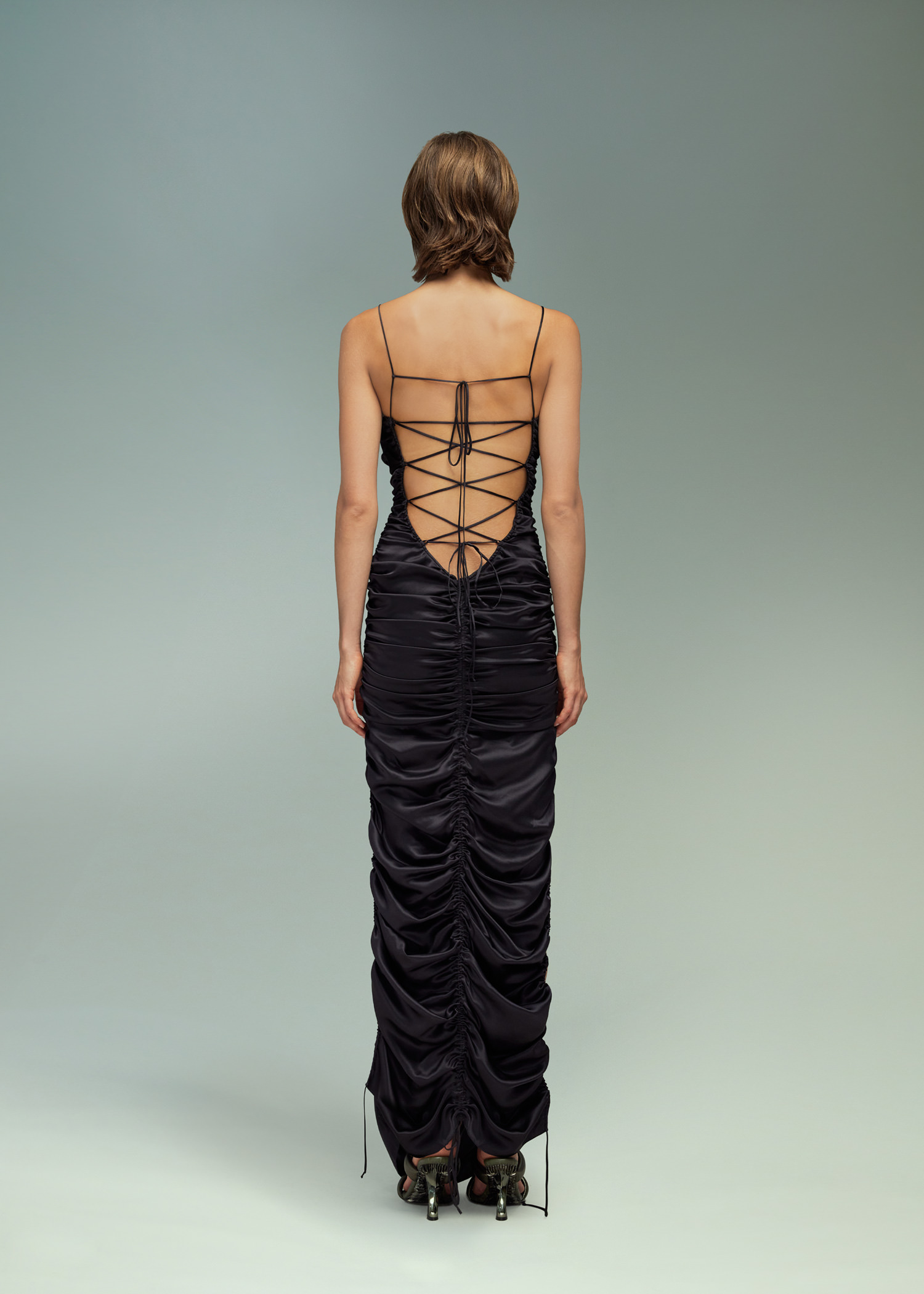 DEL CORE: DRAPED DRESS WITH DRAWSTRING DETAIL