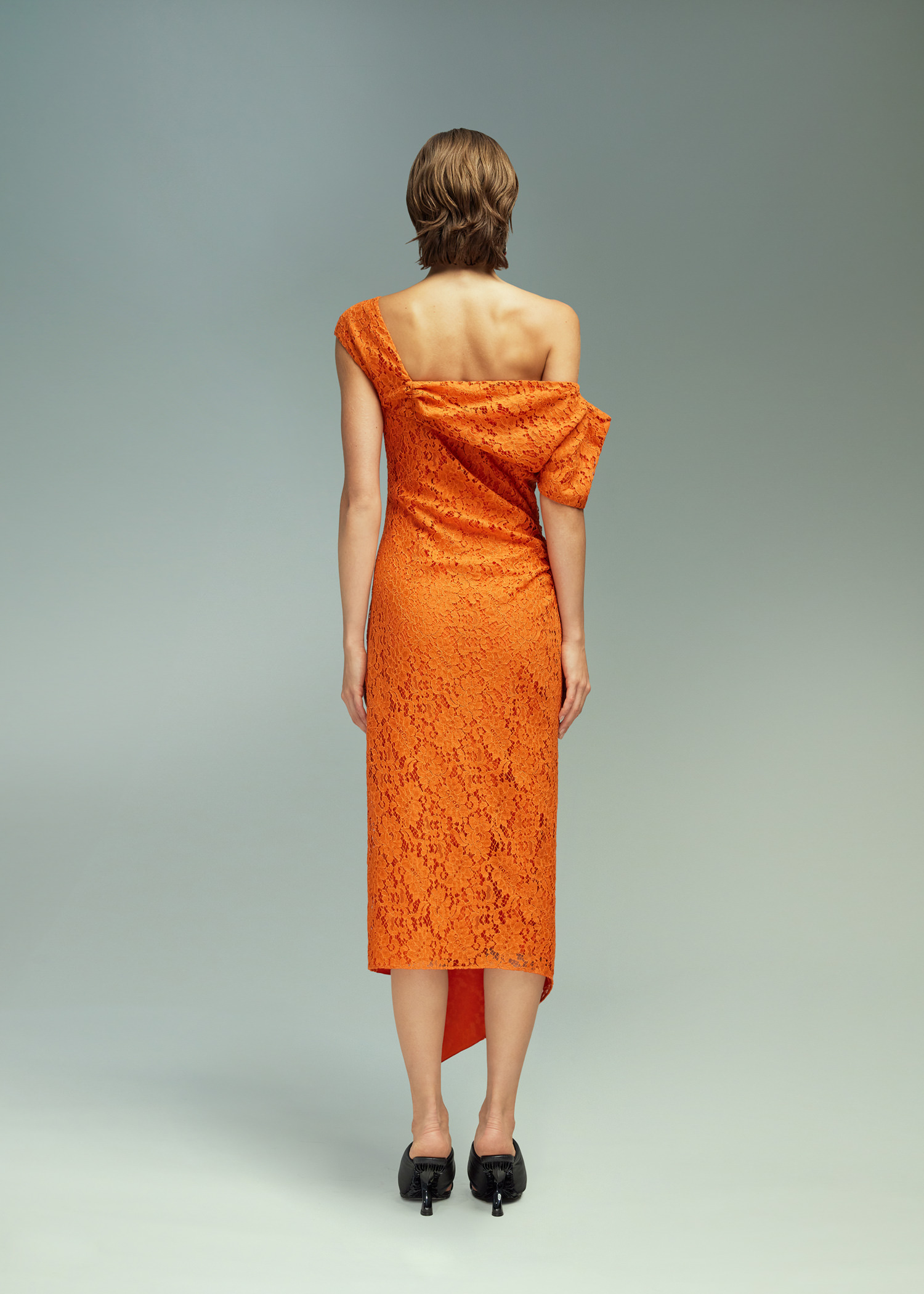 DEL CORE: COLD SHOULDER DRAPED GOWN