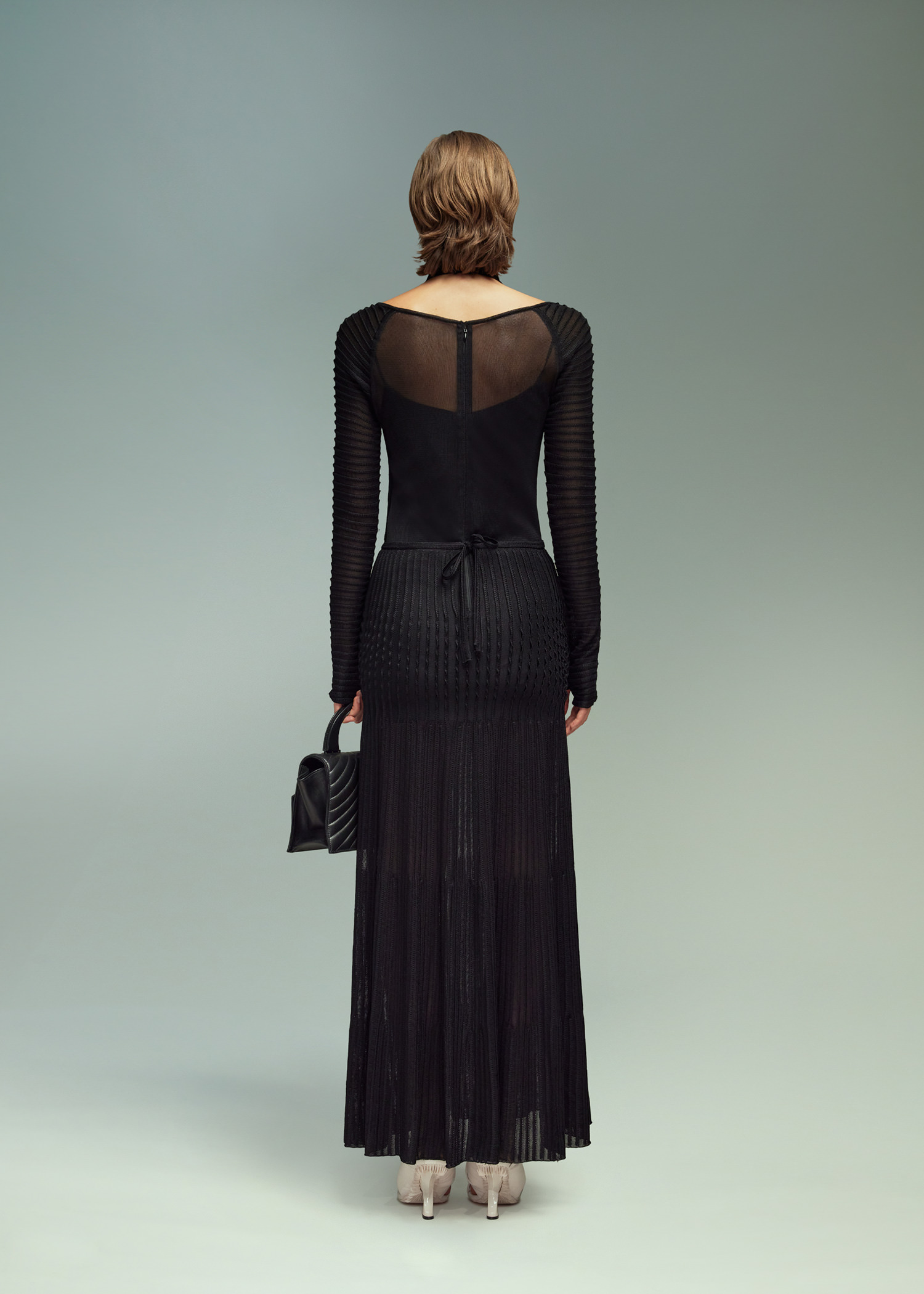 DEL CORE: LONG DRESS WITH TRANSPARENT SOLEIL EFFECT