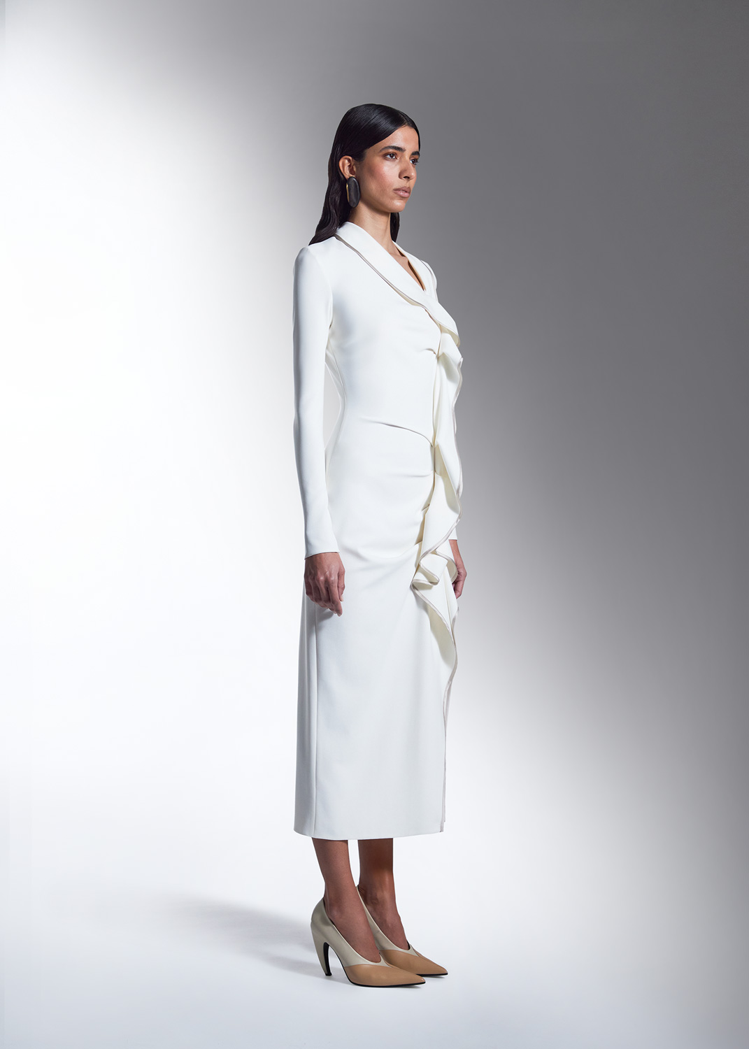 DRAPED DRESS WITH RUFFLES | DEL CORE