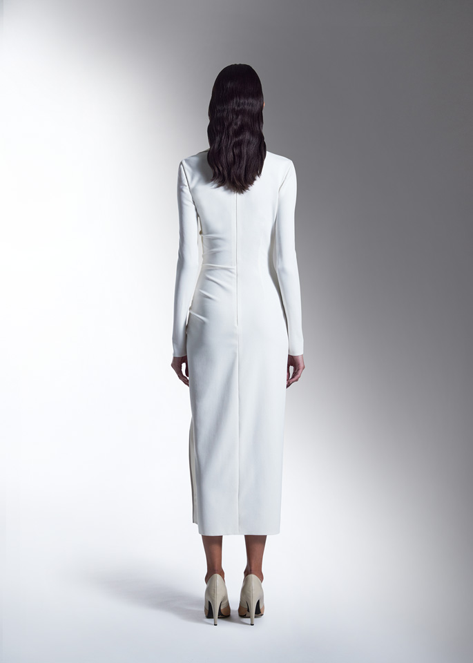 DEL CORE: DRAPED DRESS WITH RUFFLES