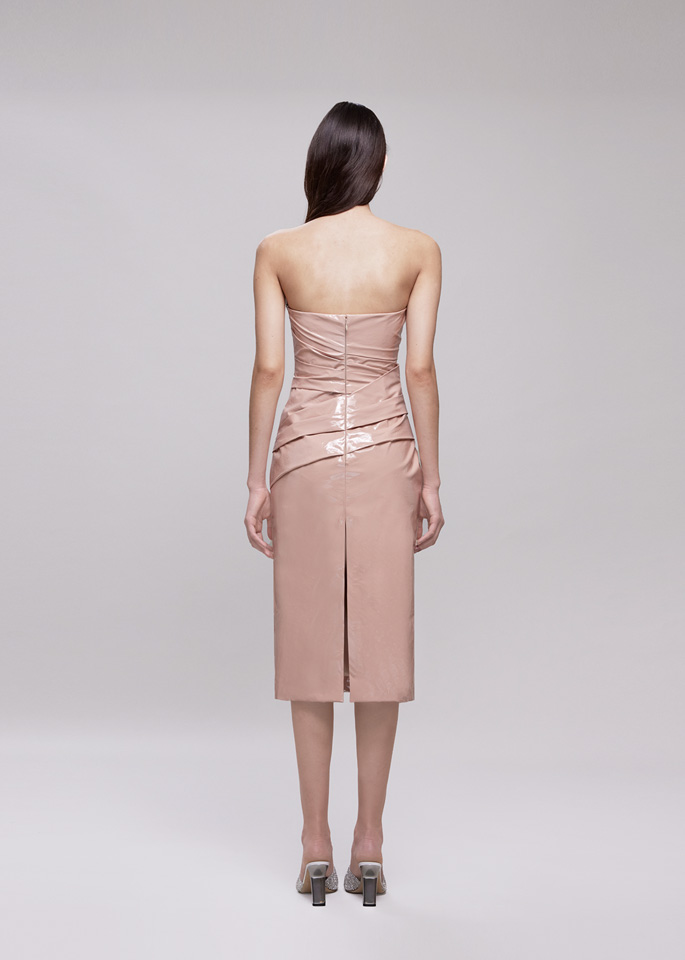 DEL CORE: ABITO MIDI DRAPPEGGIATO CON SCOLLO A PUNTA